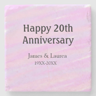 Dessous-de-verre En Pierre Joyeux 20e anniversaire rose violet pastel nom bol