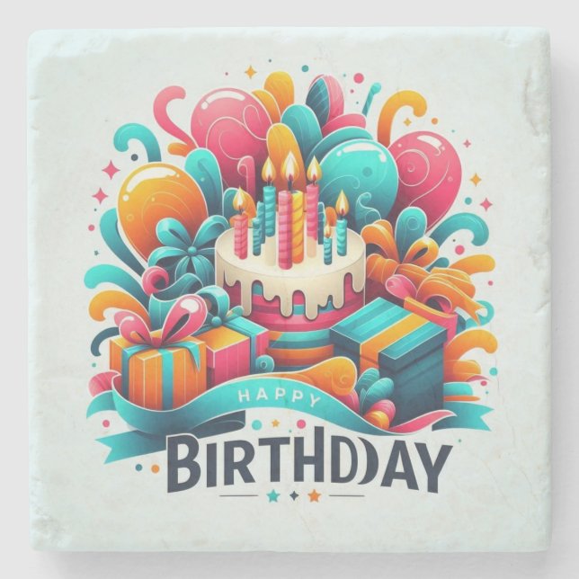 Dessous-de-verre En Pierre Joyeux anniversaire (Devant)