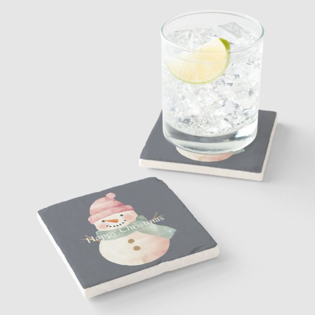 Dessous-de-verre En Pierre Joyeux Noël de Snowman (Côté)