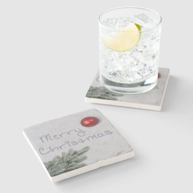 Dessous-de-verre En Pierre Joyeux Noël écrit dans la neige (Côté)