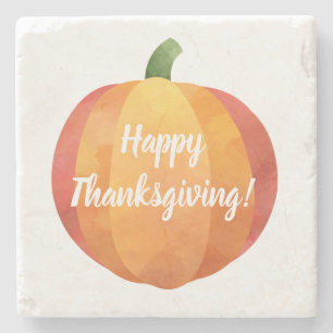 Dessous-de-verre En Pierre Joyeux Thanksgiving Aquarelle Citrouille