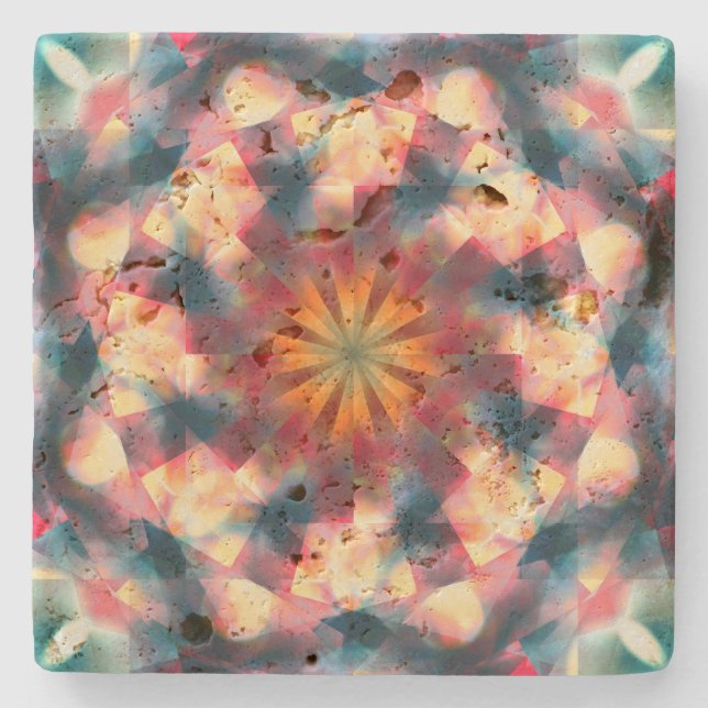 Dessous-de-verre En Pierre Kaleidoscopique Prismatique Mandala (Devant)