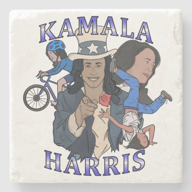 Dessous-de-verre En Pierre Kamala Harris Bootleg Rap (Devant)