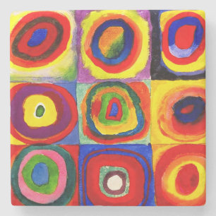 Dessous-de-verre En Pierre Kandinsky Farbstudie Cercles Carré Quadrate Art