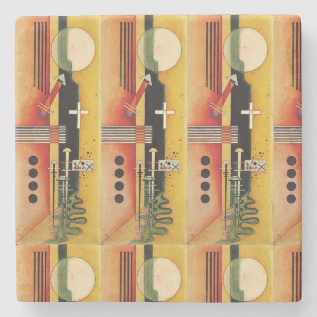 Dessous-de-verre En Pierre Kandinsky Moderne peinture Abstraite (Devant)