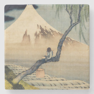 Dessous-de-verre En Pierre Katsushika Hokusai - Garçon regardant le Mont Fuji