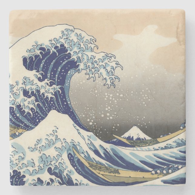 Dessous-de-verre En Pierre KATSUSHIKA HOKUSAI - La grande vague outre de (Devant)