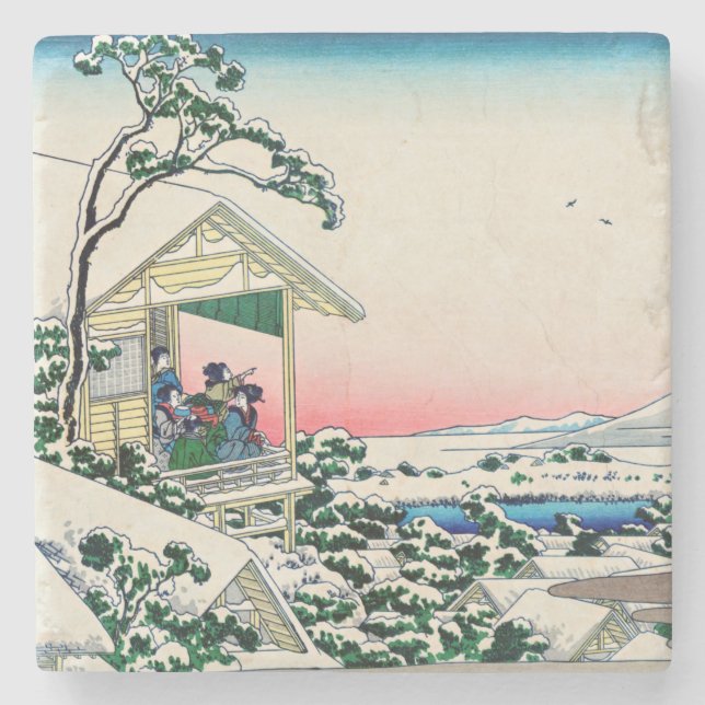 Dessous-de-verre En Pierre Katsushika Hokusai - Maison de thé à Koishikawa (Devant)