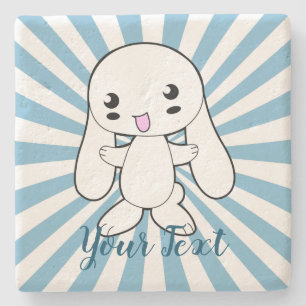 Dessous-de-verre En Pierre Kawaii Bunny sur la coutume de l'accolade