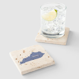 Dessous-de-verre En Pierre Kentucky Blue Home State Map Forme de silhouette