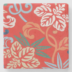 Dessous-de-verre En Pierre Kimono japonais hawaïen rouge : Vintage floral