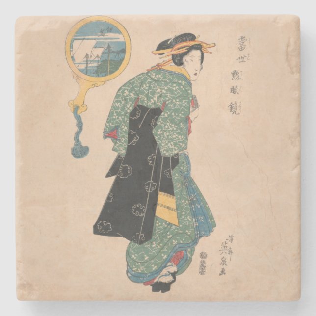 Dessous-de-verre En Pierre Kimono Woman Courtesan (Devant)