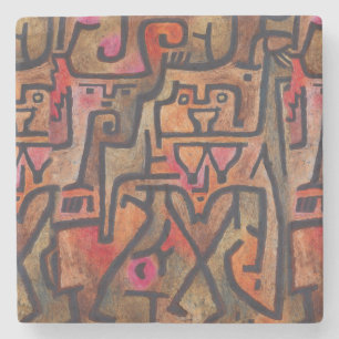 Dessous-de-verre En Pierre Klee Abstrait Rouge Abstrait Expressionniste Natur