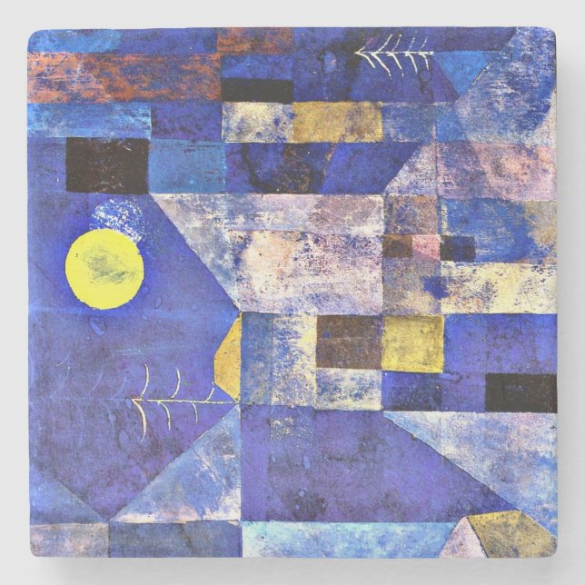 Dessous-de-verre En Pierre Klee - Lune, art abstrait, (Devant)