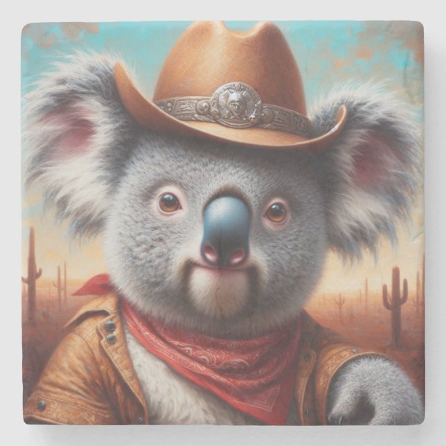 Dessous-de-verre En Pierre Koala Cowboy (Devant)
