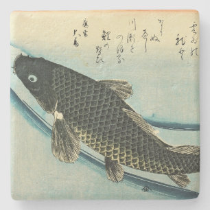 Dessous-de-verre En Pierre Koi (Carp) - Impression de poisson japonais de Hir