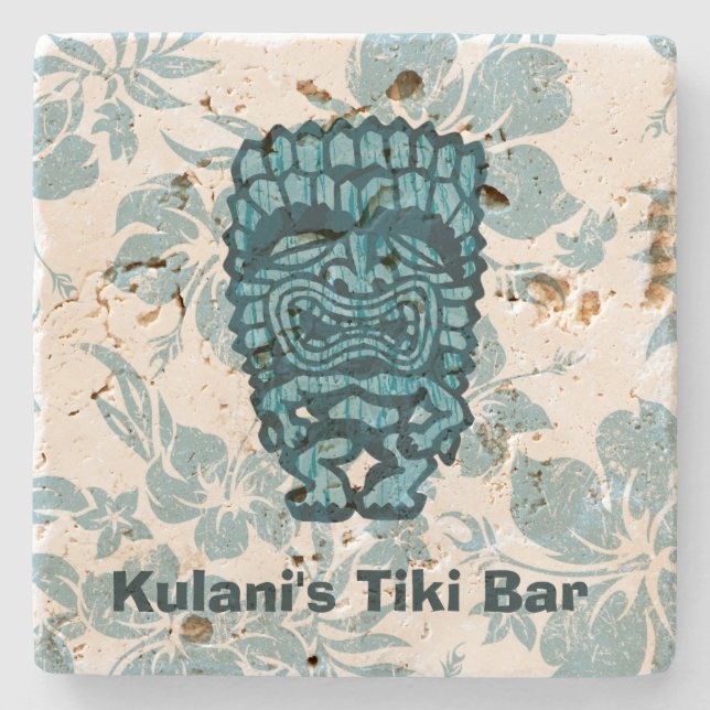 Dessous-de-verre En Pierre Ku-Tiki Hawaiian Personnalisable Tiki Bar Dessous  (Devant)