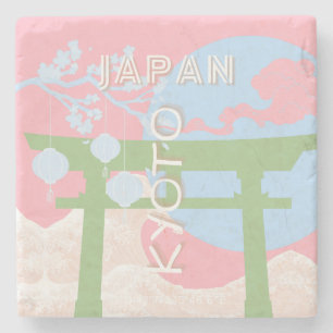 Dessous-de-verre En Pierre Kyoto Japan Travel Art, Pastel Travel Art