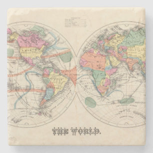 Dessous-de-verre En Pierre La carte d'atlas du monde avec des courants et des