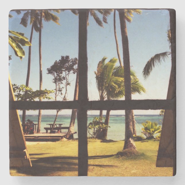 Dessous-de-verre En Pierre La côte tropicale de Fiji Beach (Devant)