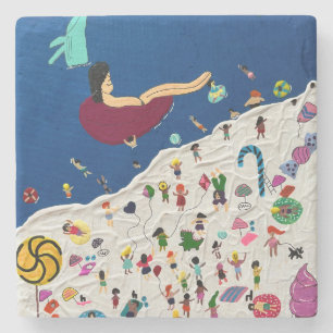 Dessous-de-verre En Pierre La fête de la plage de Lilliputian