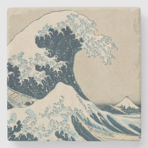 Dessous-de-verre En Pierre La grande vague de Kanagawa, vues du mont Fuji