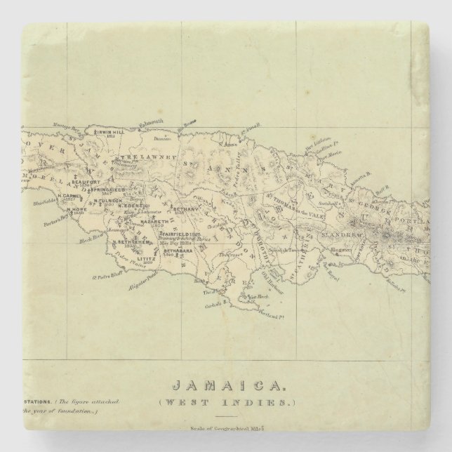 Dessous-de-verre En Pierre La Jamaïque a lithographié la carte (Devant)