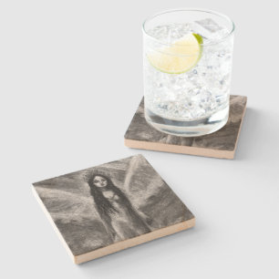 Dessous-de-verre En Pierre La Luna Dark Angel Fairy Femme Goth Art Fantastiqu