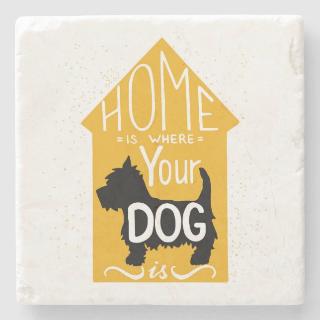 Dessous-de-verre En Pierre La maison est où le chien est (Devant)