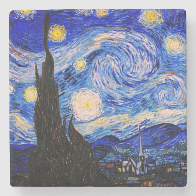 Dessous-de-verre En Pierre La nuit étoilée par Vincent Van Gogh (Devant)