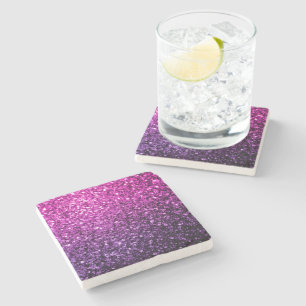Dessous-de-verre En Pierre La parties scintillant Purple Pink Ombre scintille