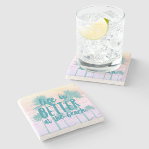 Dessous-de-verre En Pierre La vie est meilleure au Beach House Stone Dessous 