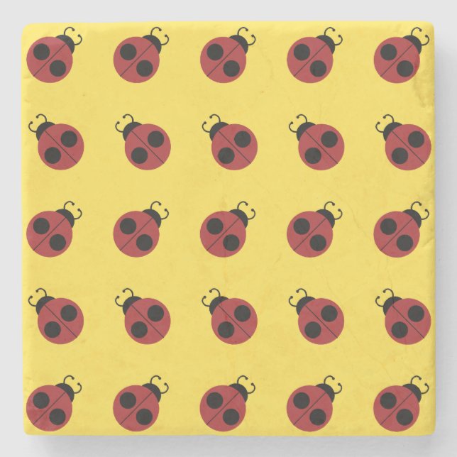Dessous-de-verre En Pierre Ladybug 60s rétro cool rouge jaune (Devant)