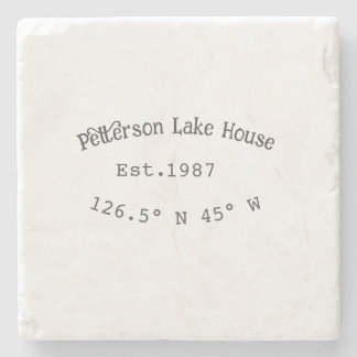 Dessous-de-verre En Pierre Lake house et. Date année coordonnées personnalisé