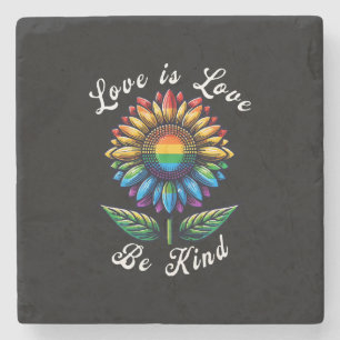 Dessous-de-verre En Pierre L'amour est l'amour Rainbow Sunflower LGBT+ Gay Le