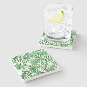 Dessous-de-verre En Pierre L'art de l'aquarelle d'été des Feuilles de la palm