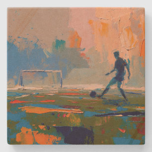 Dessous-de-verre En Pierre "L'art du football" (Style 1) Peinture à l'huile