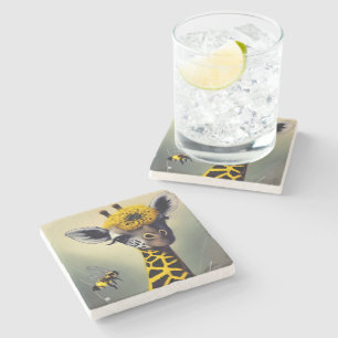 Dessous-de-verre En Pierre L'Art numérique lunatique de la girafe