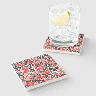 Dessous-de-verre En Pierre L'art populaire ukrainien motif floral abstact