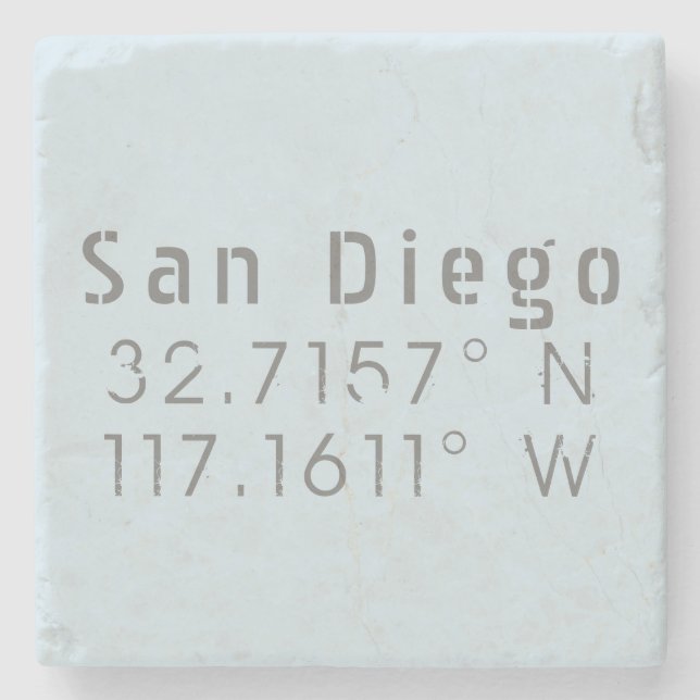 Dessous-de-verre En Pierre Latitude de San Diego Longitude (Devant)
