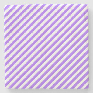 Dessous-de-verre En Pierre Lavande et blanc, Carré de Stripes
