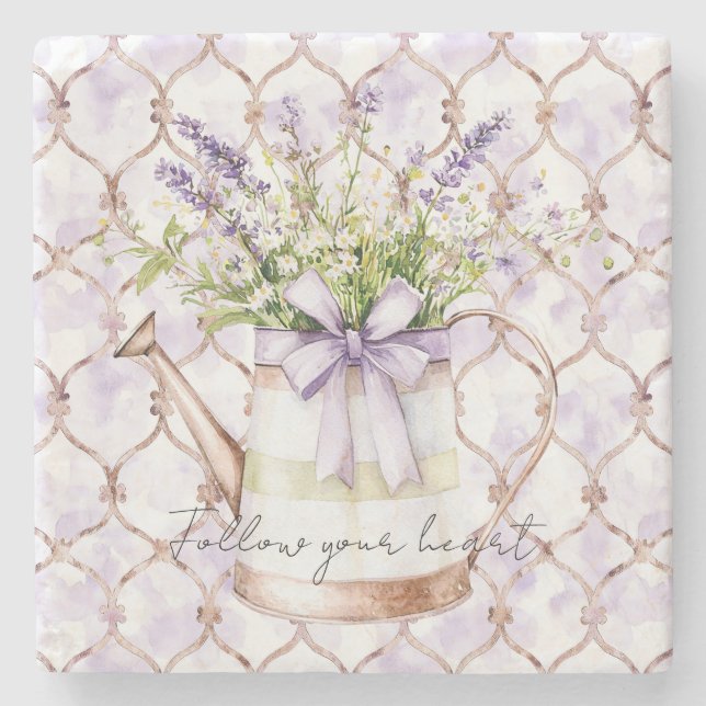 Dessous-de-verre En Pierre Lavender Flowers Bow (Devant)
