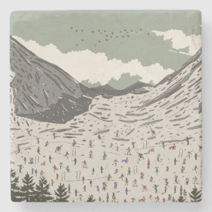 Dessous-de-verre En Pierre Le beau paysage de ski d'hiver