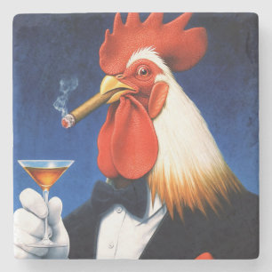 Dessous-de-verre En Pierre Le coq Dapper Funny Gentleman's Club