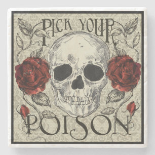Dessous-de-verre En Pierre Le crâne et les roses sélectionnent vos dessous