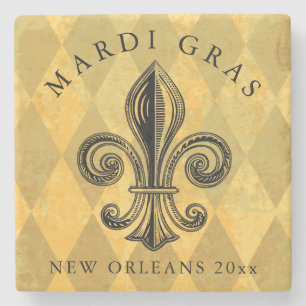 Dessous-de-verre En Pierre Le harlequin de Fleur-De-lis de mardi gras