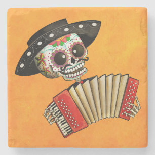Dessous-de-verre En Pierre Le jour du mariachi mort d'EL de squelette