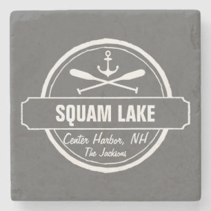 Dessous-de-verre En Pierre Le lac NH Squam a personnalisé la ville, le nom et
