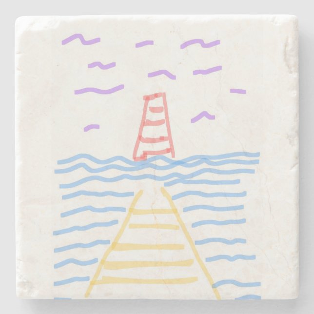 Dessous-de-verre En Pierre Le phare et le Dessous de verre de pierre de la je (Devant)