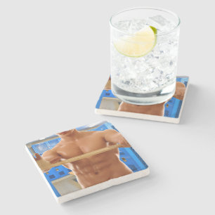 Dessous-de-verre En Pierre Le SlipperyJoe's torse nu homme musclé abs poitrin